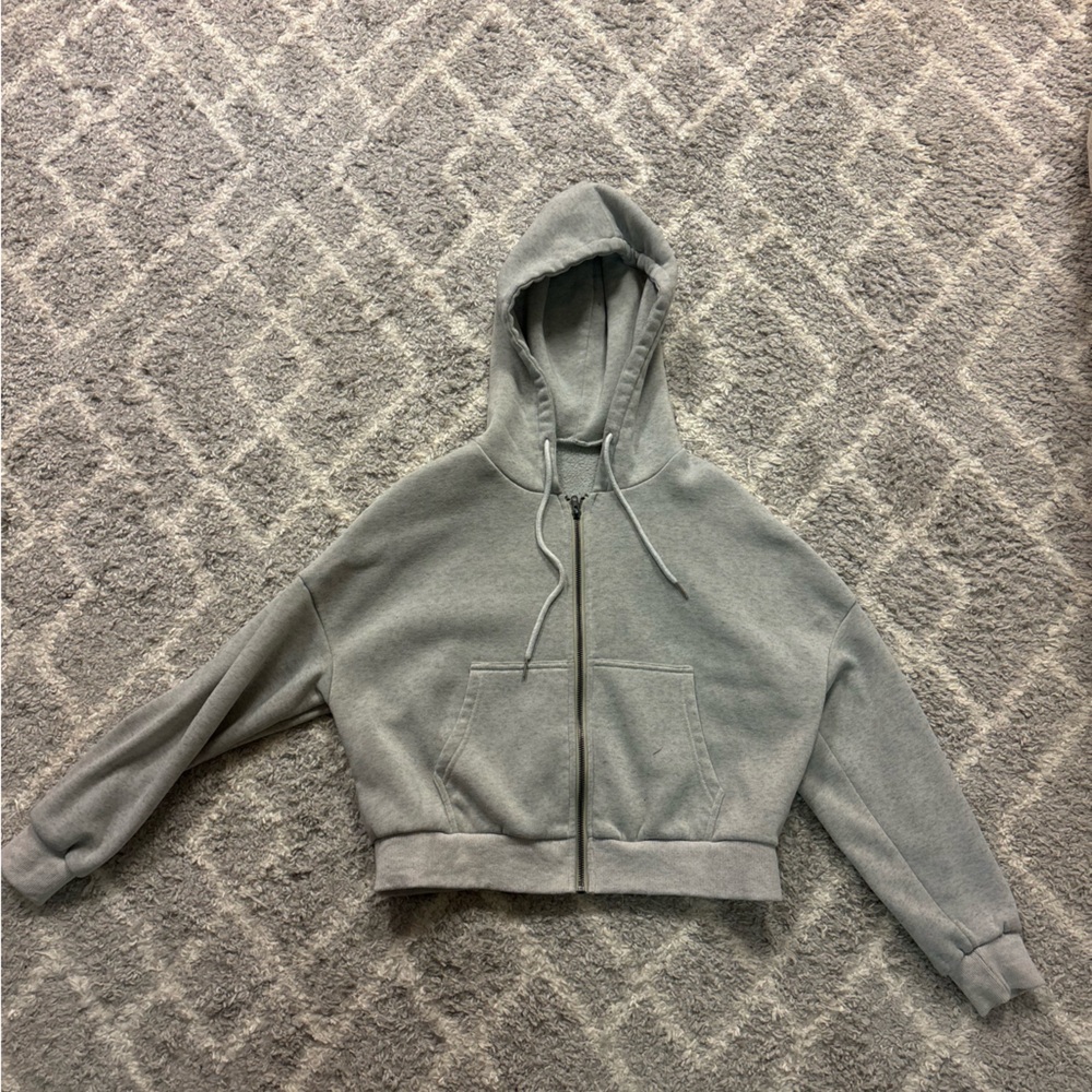 Gray Cropped Hoodie